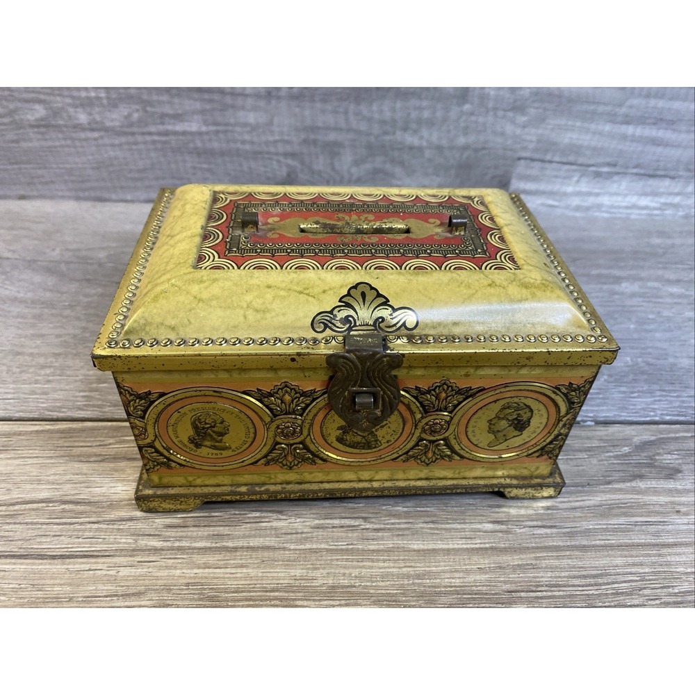 Blue Bird Confectionery Tin Bank Unisex  Gold Good Historical Portraits England